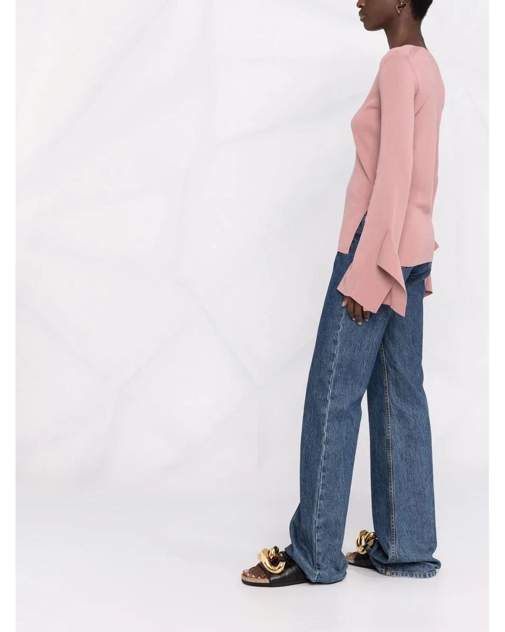 Dondup Pink Draped Long-Sleeve Knitted Top