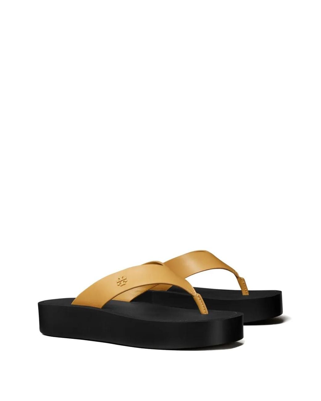 Tory Burch Brown Logo-Embossed Platform Sandals