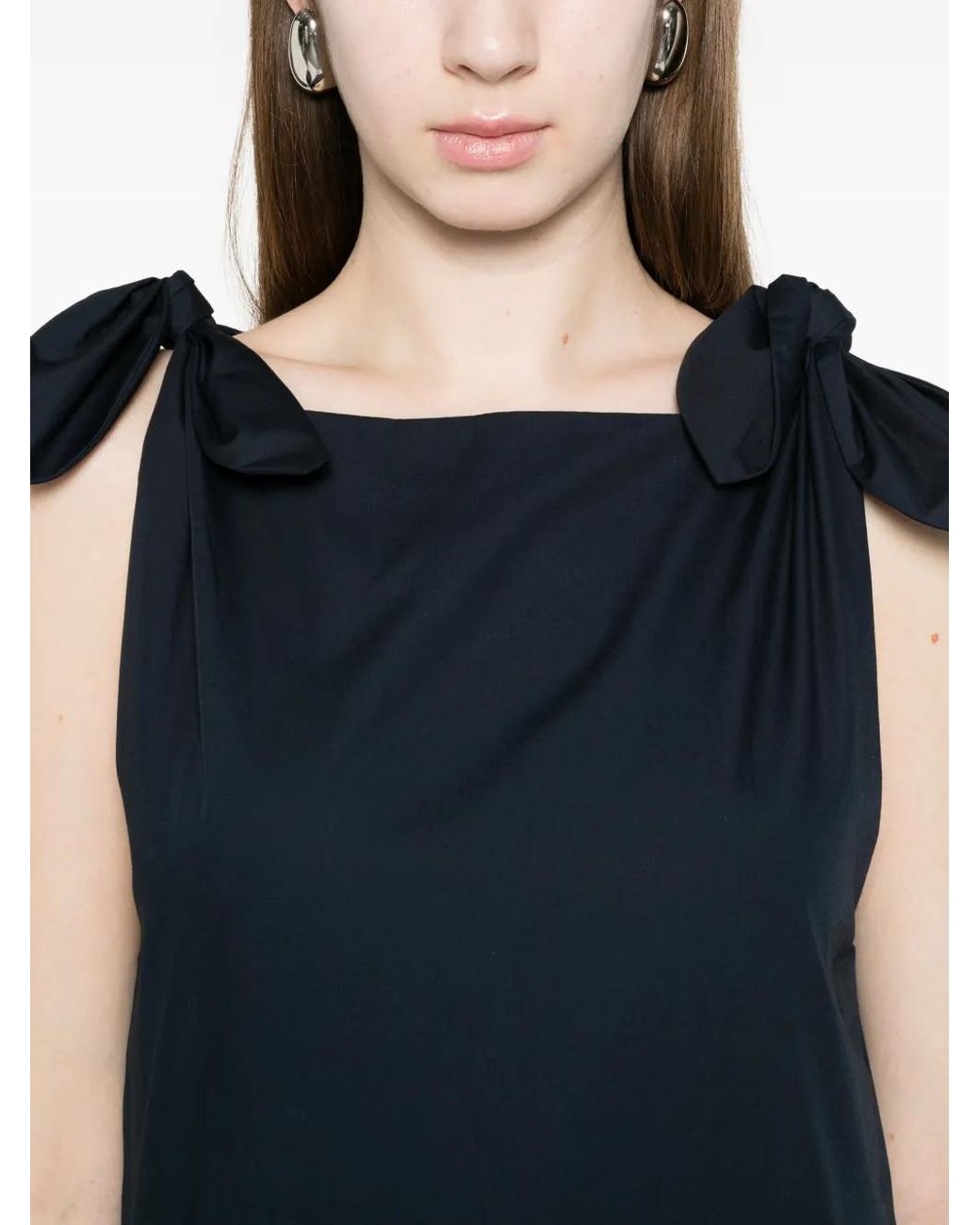 N°21 Blue Tie Straps Gathered Dress