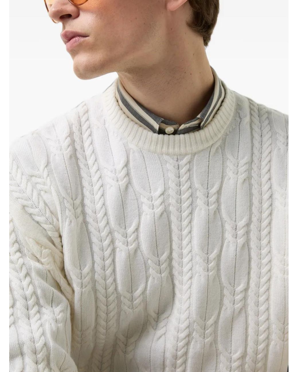 Bogner White Keith Cable-Knit Sweater for men