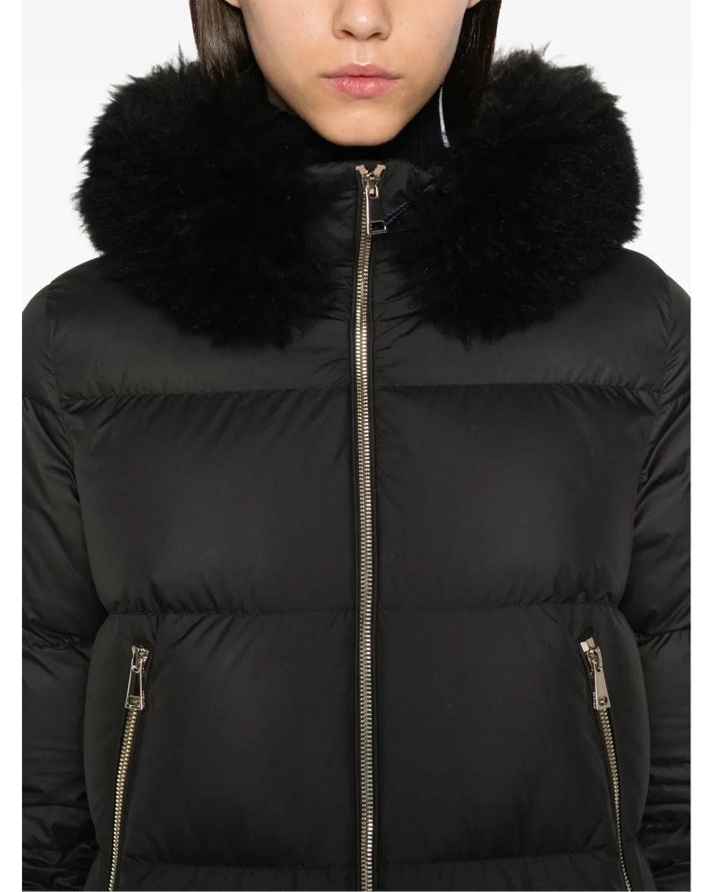 Moncler Black Luxurious Faux Fur Plumon Parka Jacket