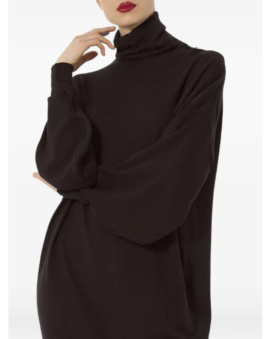 Wolford Black Merino-Wool Turtleneck Midi Dress
