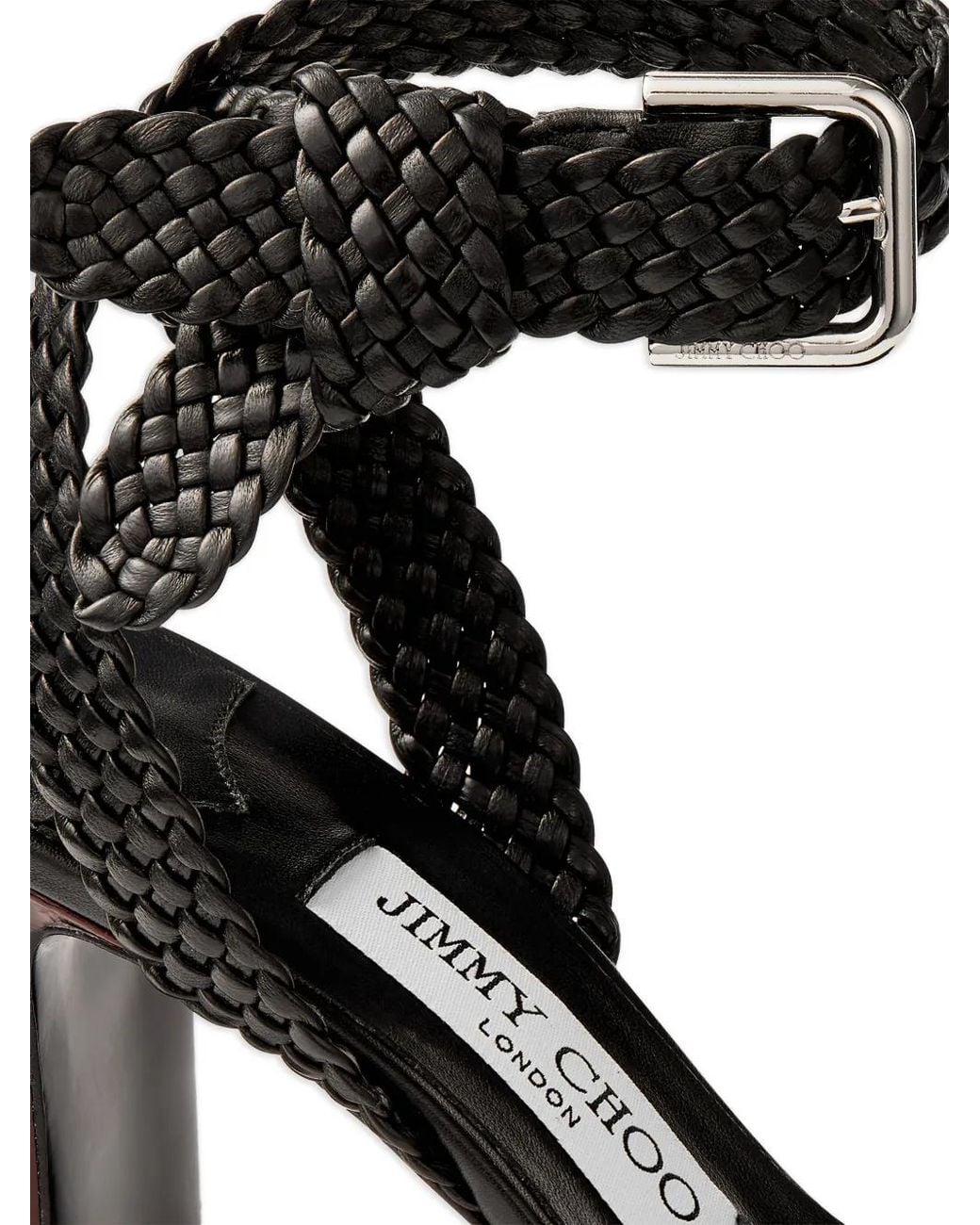 Jimmy Choo Black Rori 85 Braided Buckled Sandals