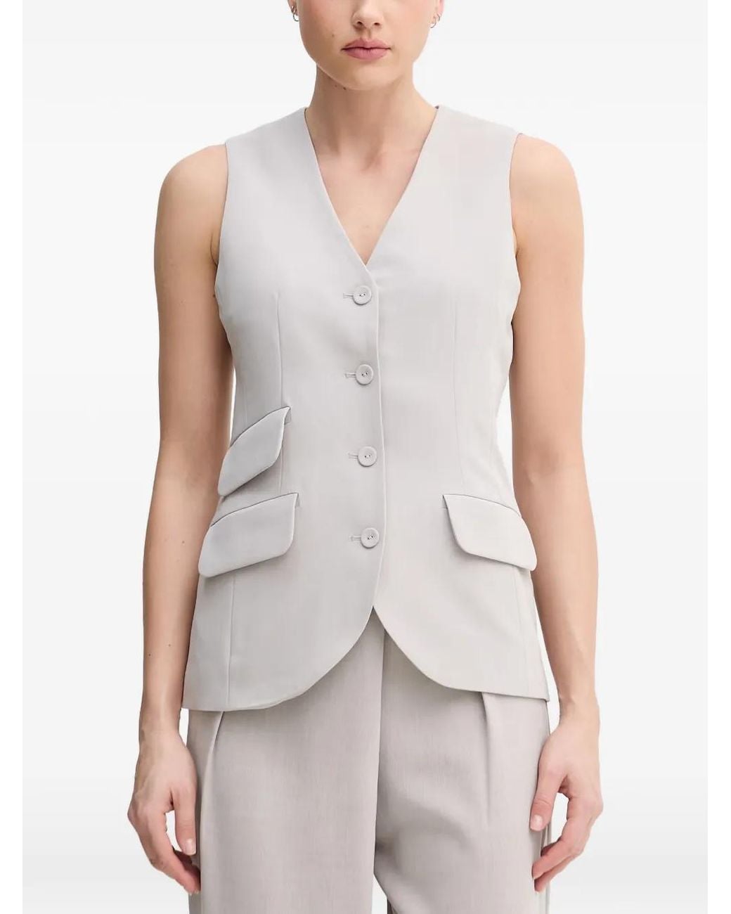 Sisley White Button-Up Tailored Waistcoat
