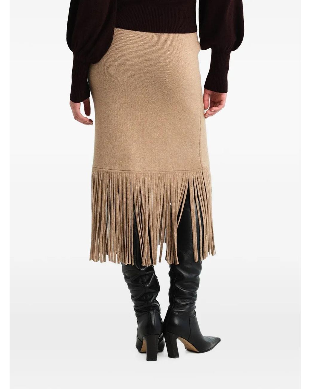 Cara Cara Natural Delphi Fringe-Trimmed Midi Skirt