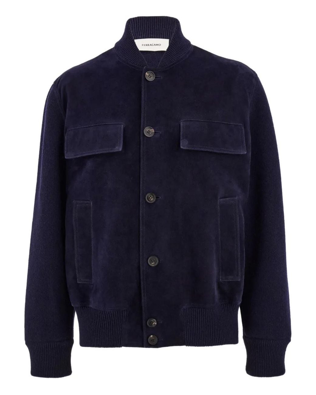 Ferragamo Blue Veste Bomber À Manches Longues for men