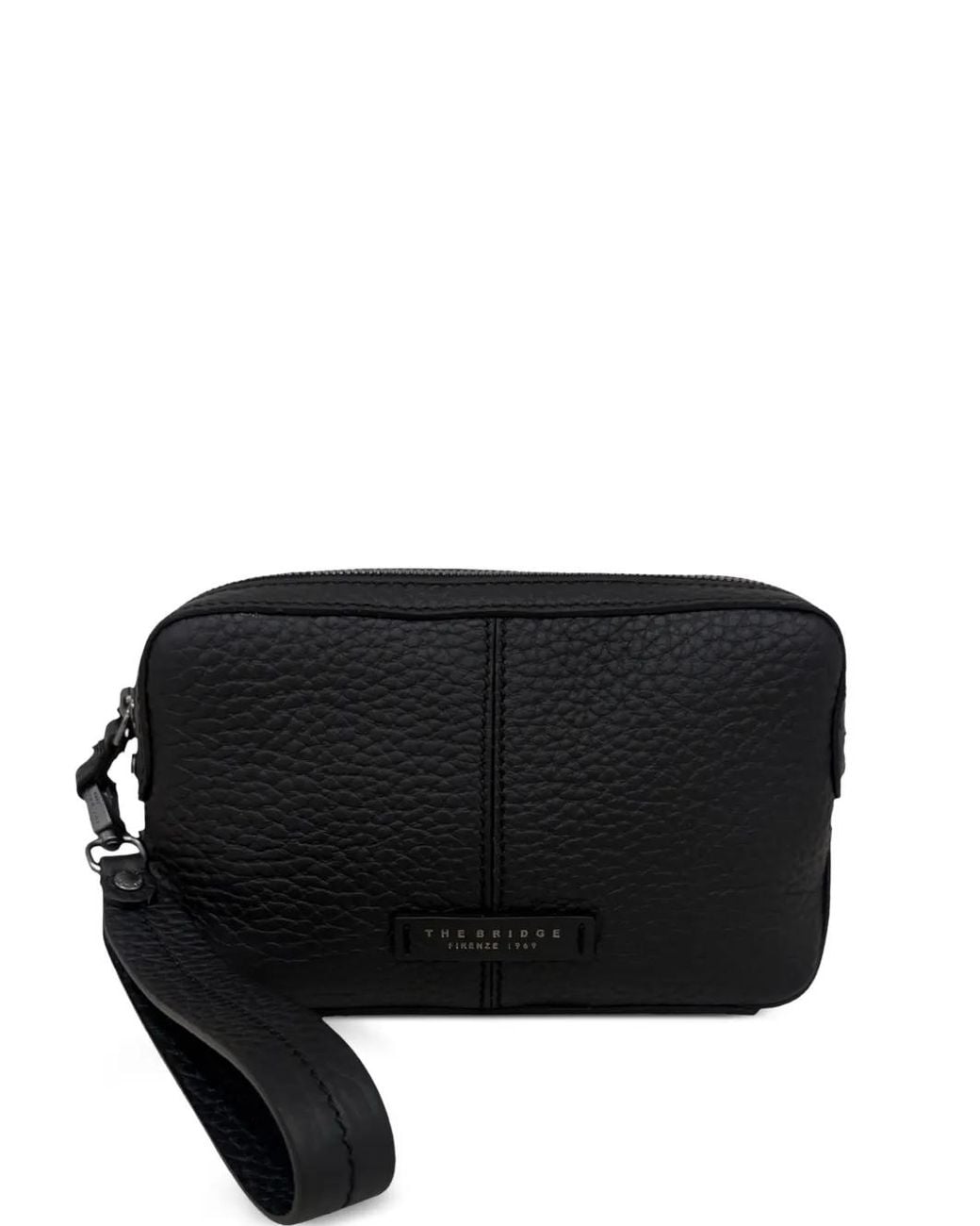 The Bridge Black Pebbled Leather Clutch Bag