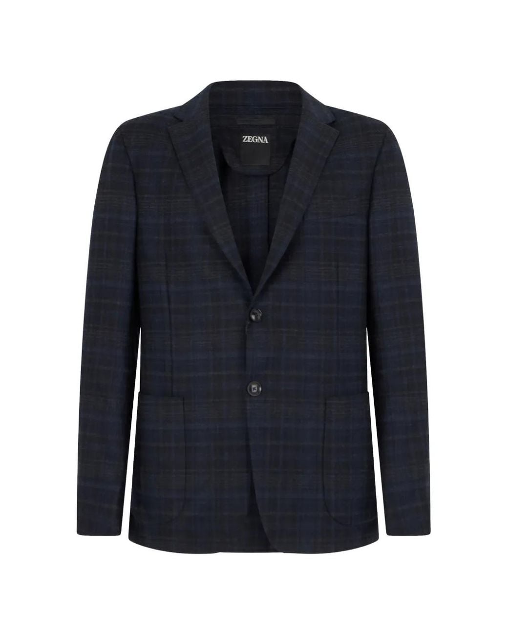 Zegna Blue Check-Pattern Blazer for men