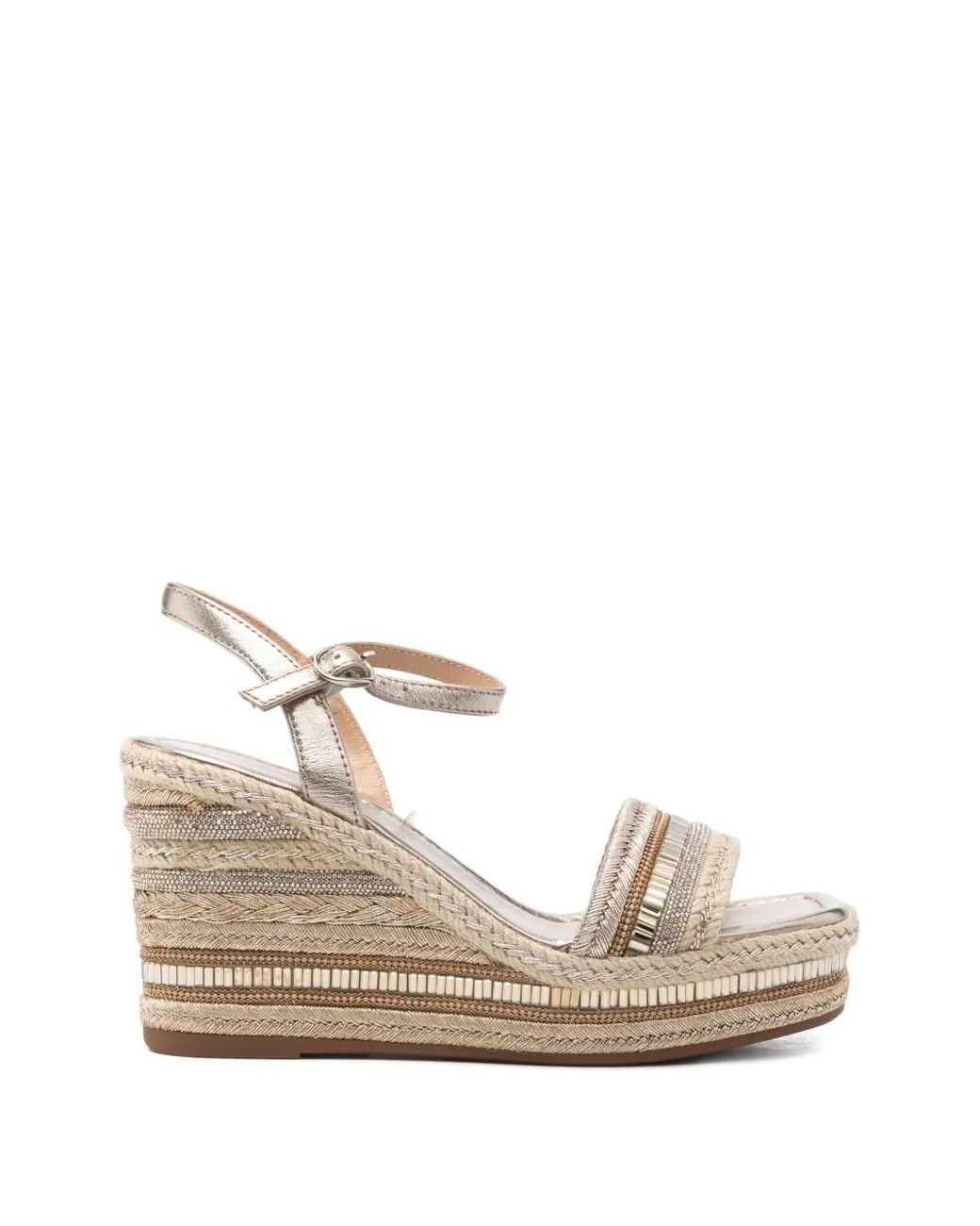 Alma En Pena. Natural Crystal-Embellished Wedge Espadrilles