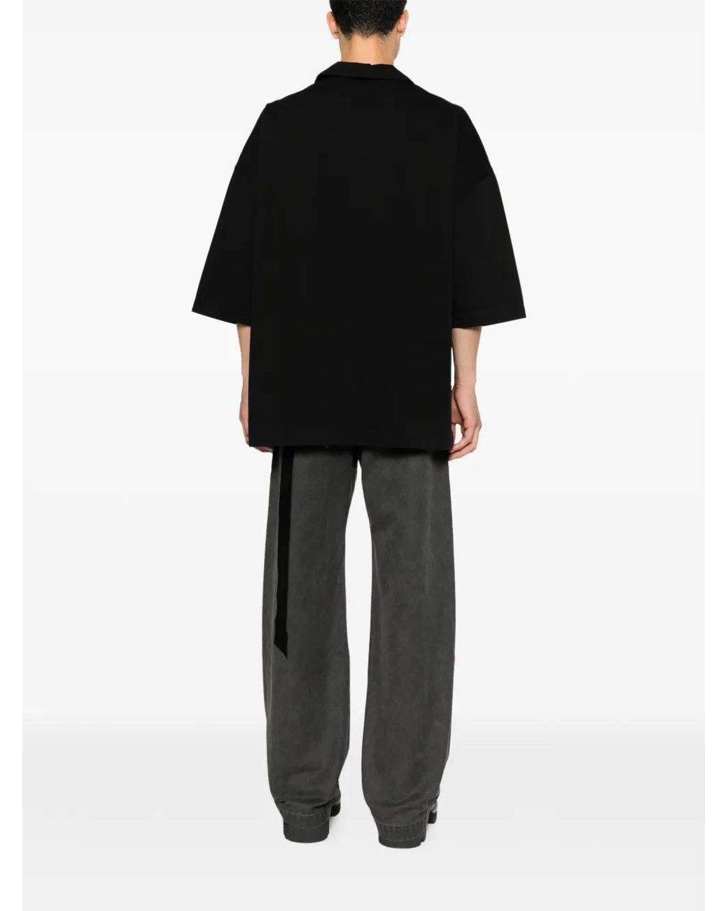 Rick Owens Black Chemise Boutonnée À Manches Courtes for men