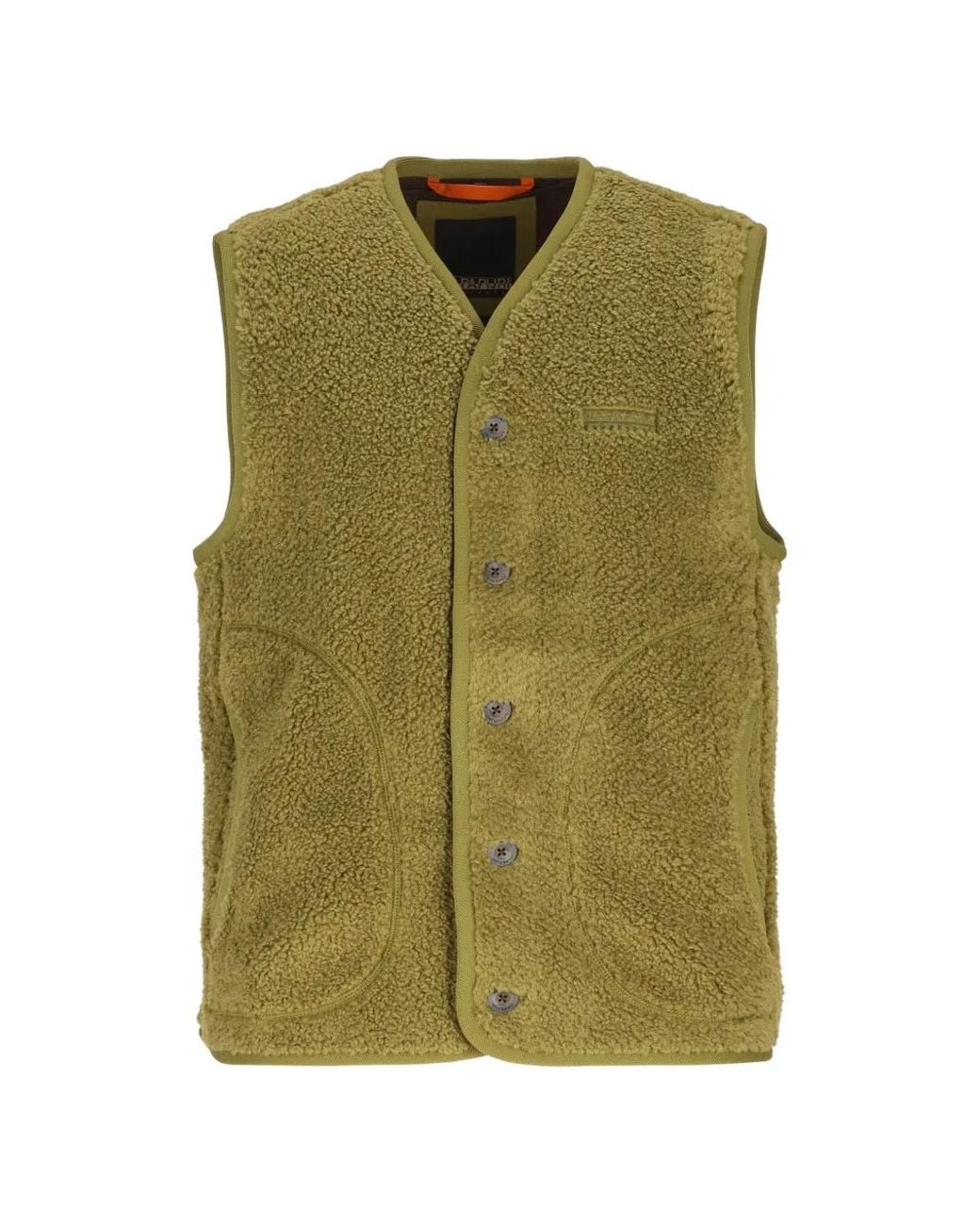 Napapijri Green Roldal Fleece-Texture Logo-Patch Gilet for men