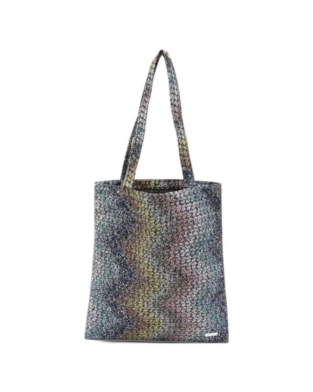 Missoni Blue Sequin-Embellished Zig-Zag Tote Bag