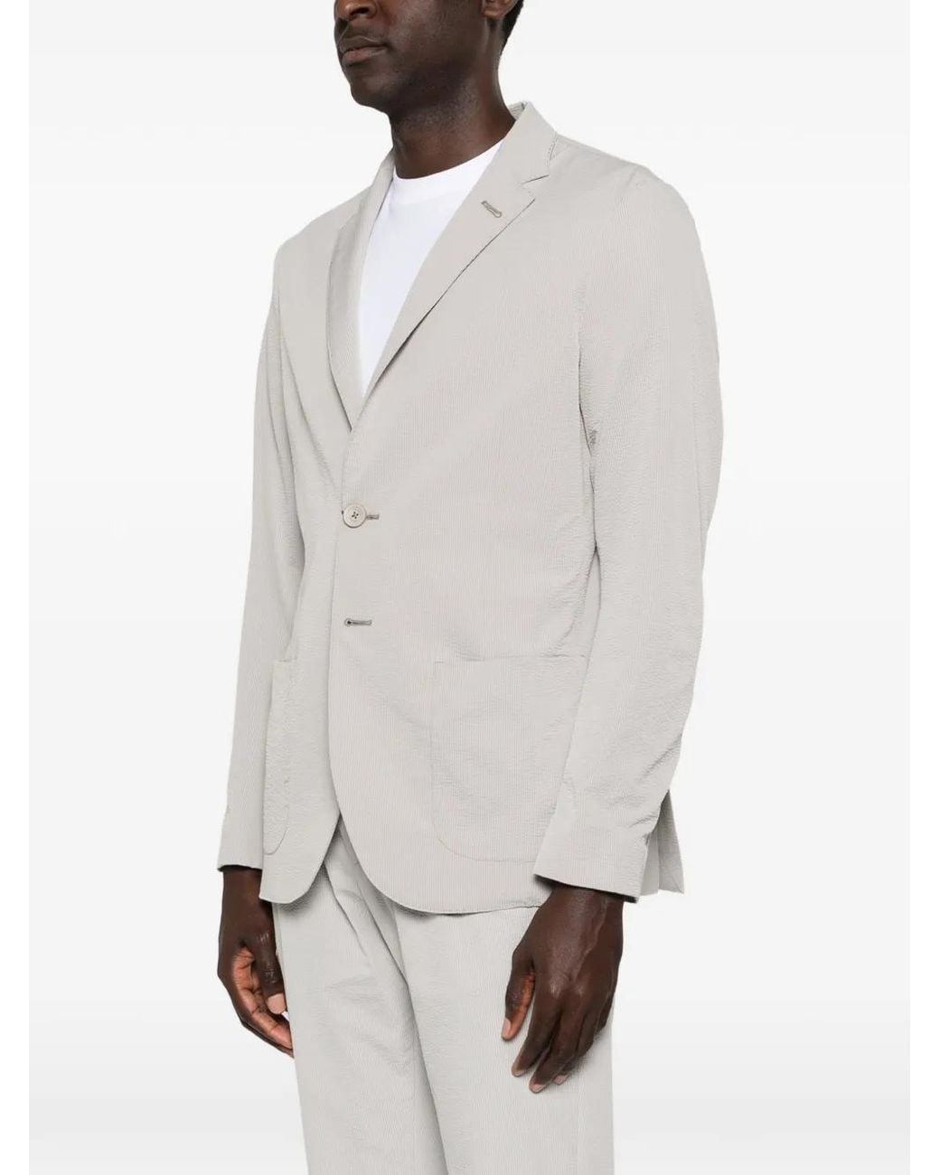 Herno White Buttoned Textured Blazer for men