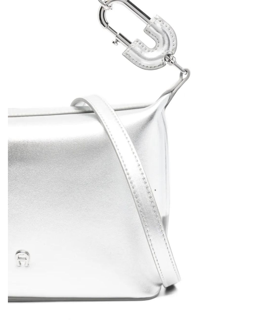 Aigner White Fashion Metallic Logo-Plaque Clutch Bag
