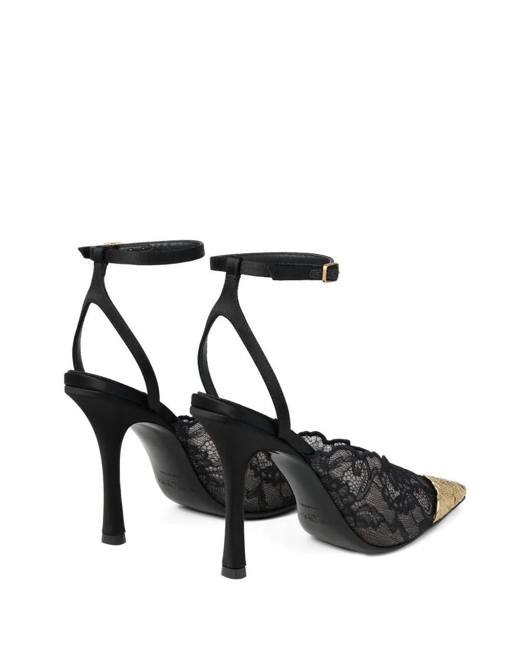 Jimmy Choo Black Faiz 100 Lace Metal-Toe Pumps