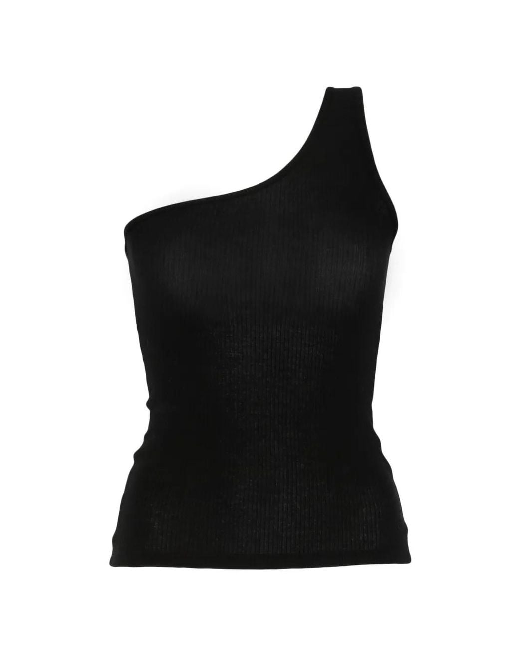 Baserange Asymmetrische Geribbelde Top in het Black