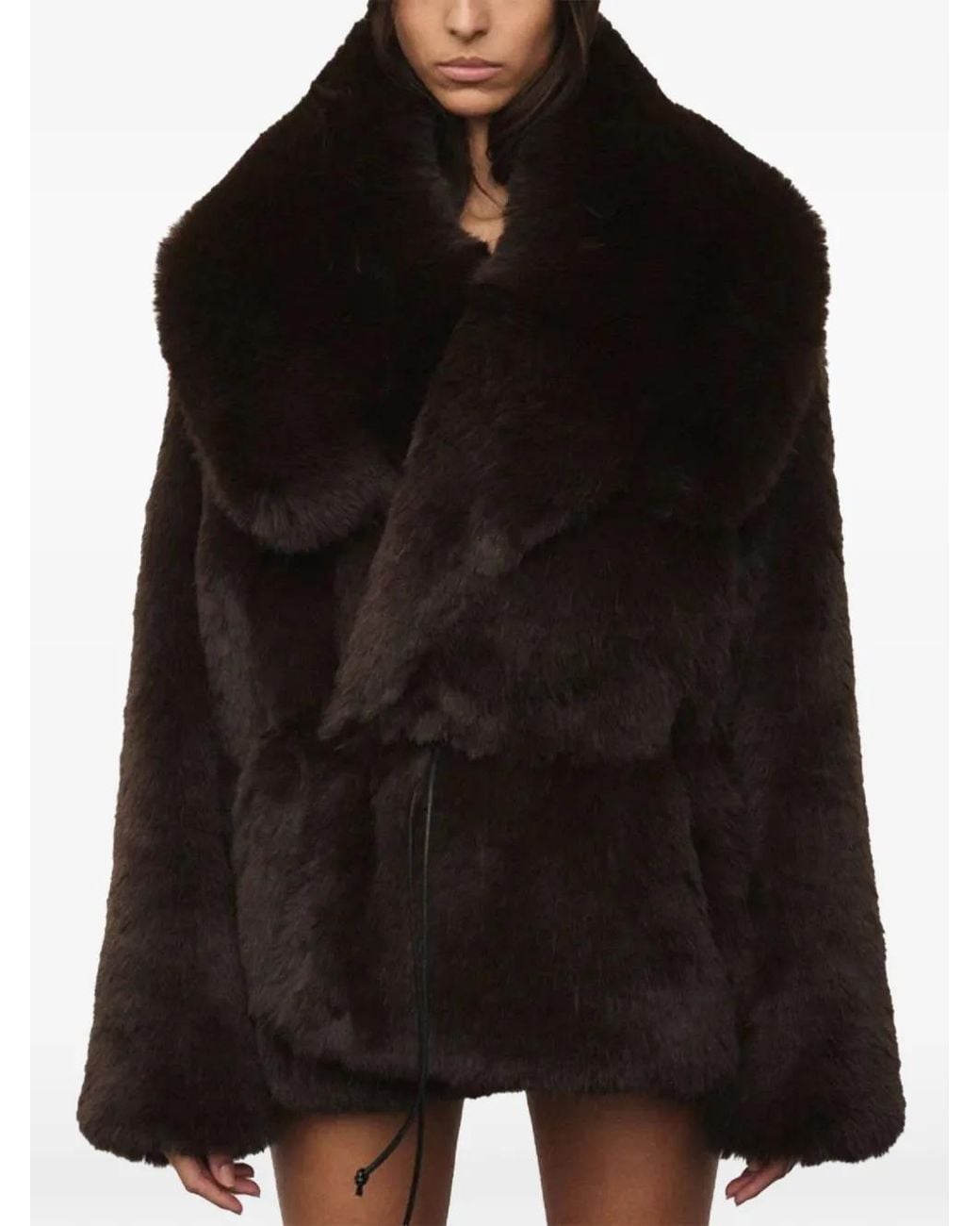 Halfboy Black Oversized Faux-Fur Jacket