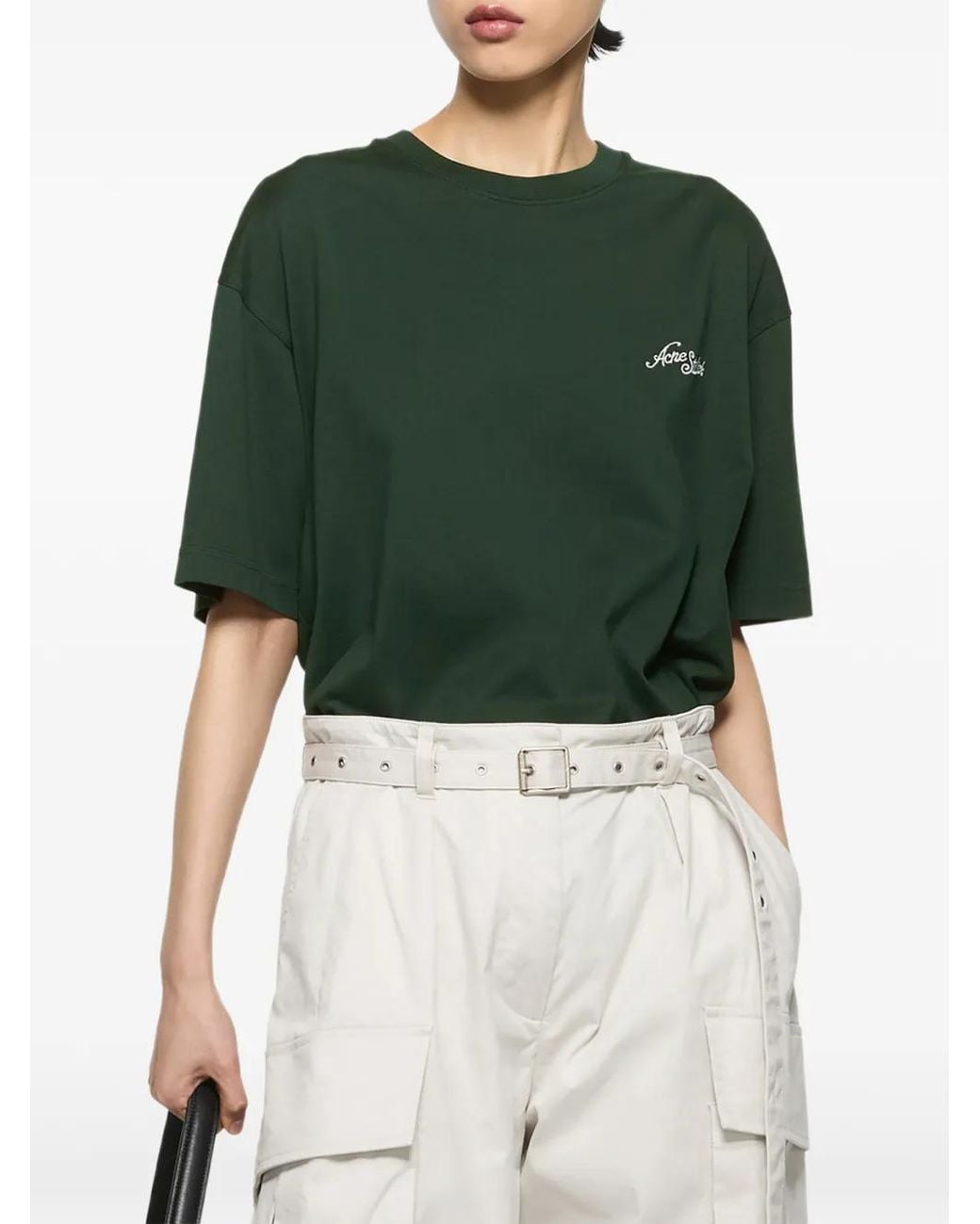 Acne Green Jersey T-Shirt With Logo