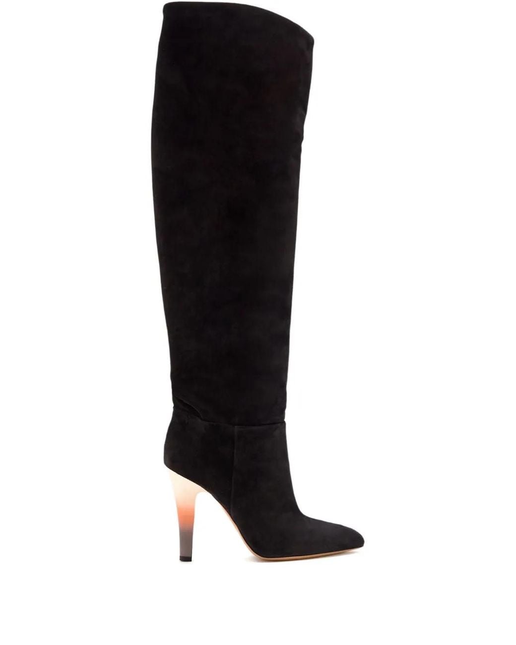 Paris Texas Black 10Mm Pointed Suede Heel Boots