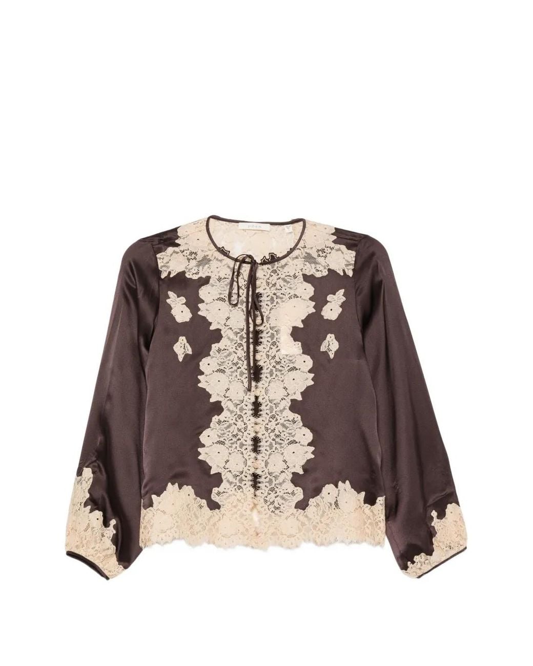 Doen Brown Lucine Lace-Trimmed Top