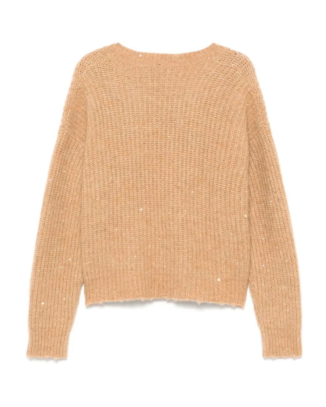 Laneus Natural Sequined Sweater