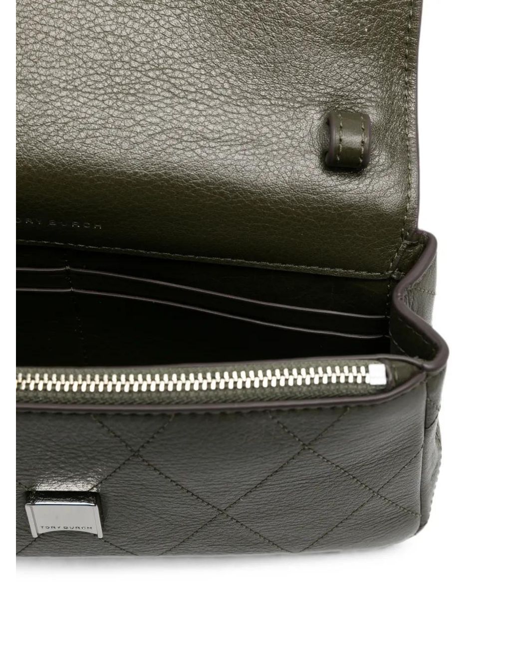 Tory Burch Green Charlie Quilted Chain Crossbody Bag