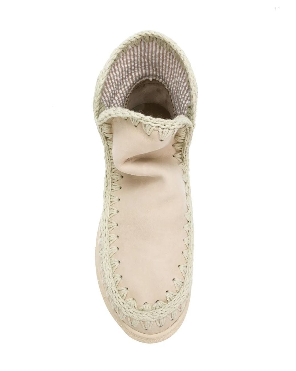 Mou Natural Stitch-Detail Ankle Boots