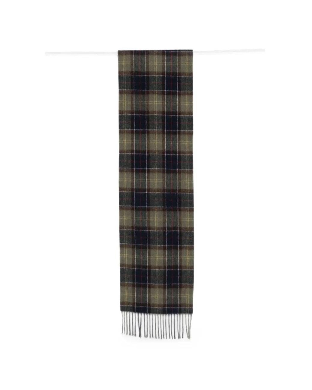 Barbour Black Tartan-Check Fringed Scarf Set for men