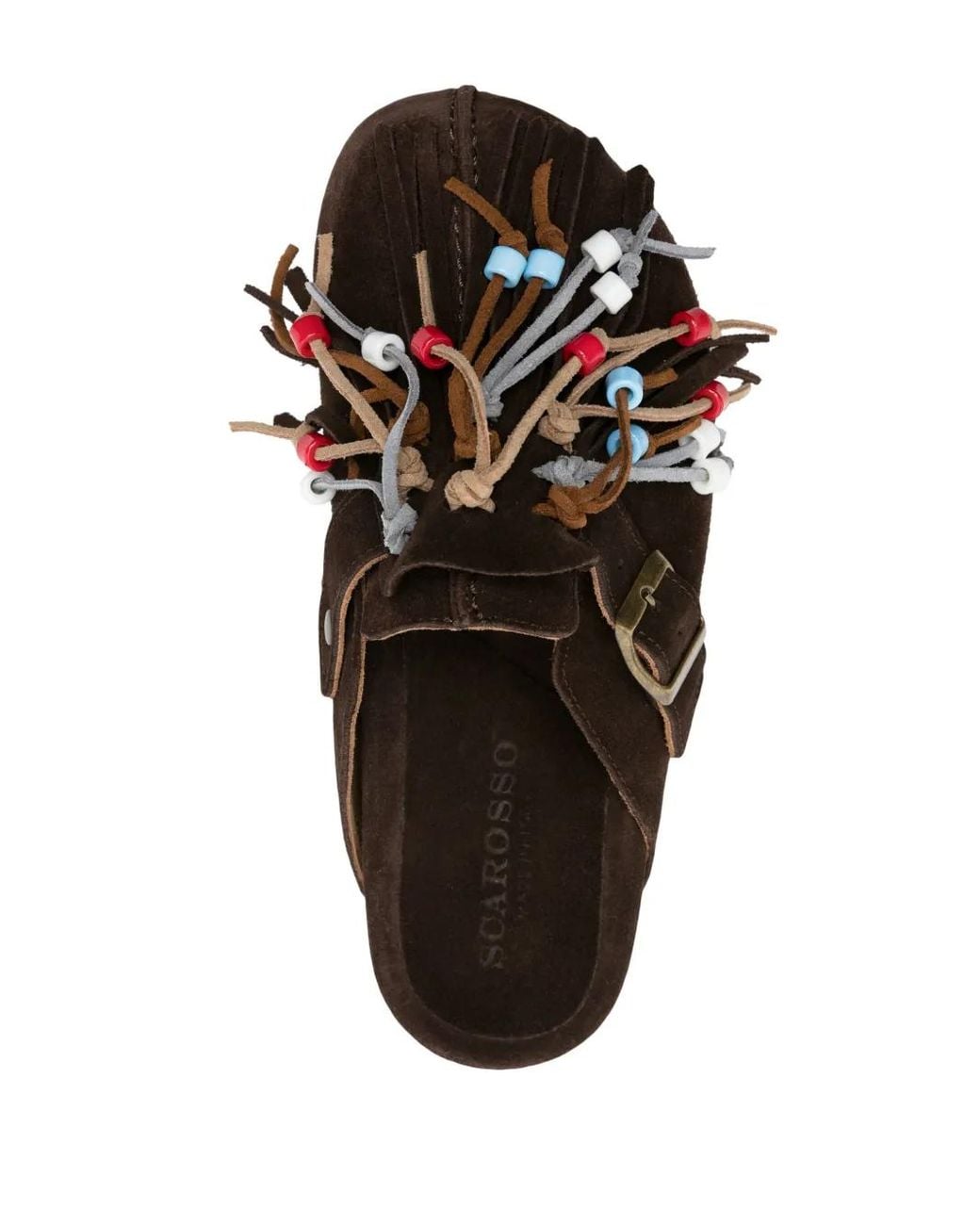 Scarosso Brown Gea Tasselled Suede Slippers