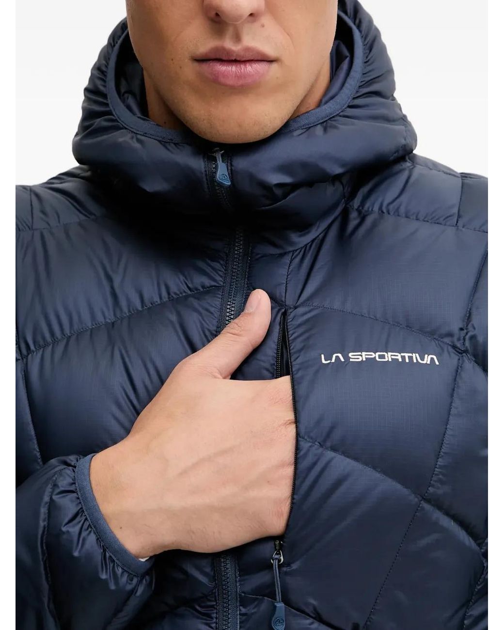 La Sportiva Blue Pinnacle Hooded Quilted Jacket for men