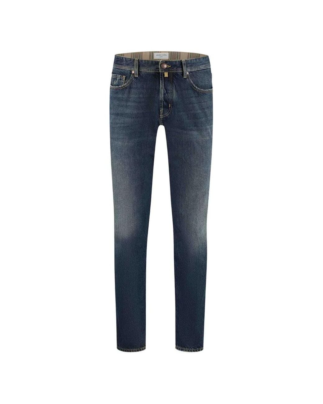 Jacob Cohen Blue Logo-Patch Whiskered Jeans for men