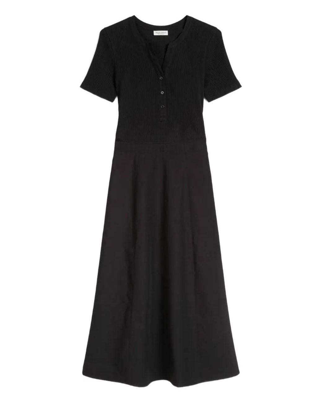Marc O' Polo Black Ribbed Midi Dress
