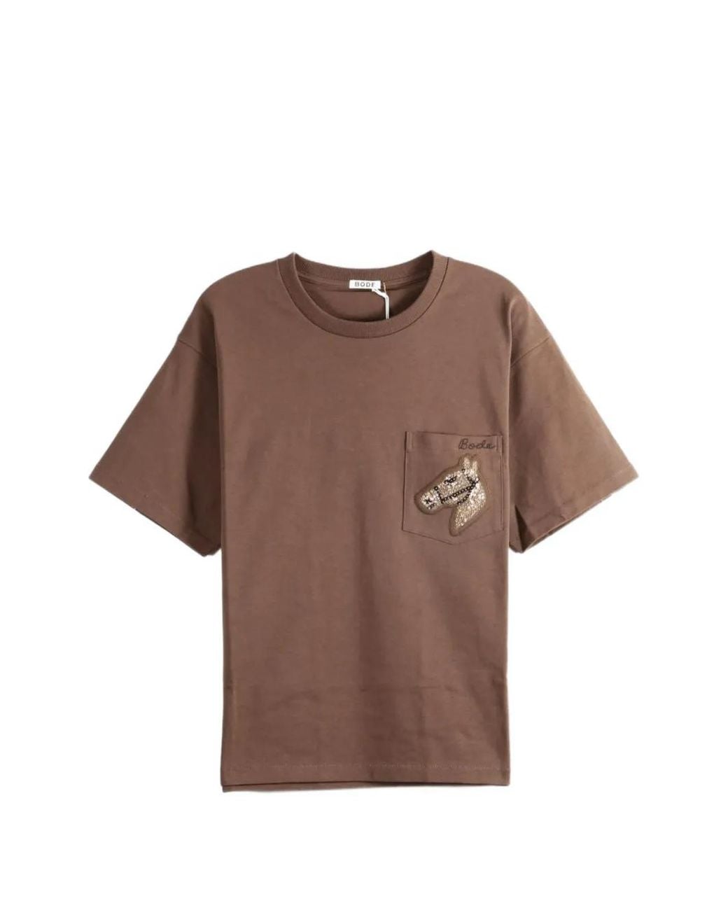 Bode Brown Horse-Patch Pocket T-Shirt for men