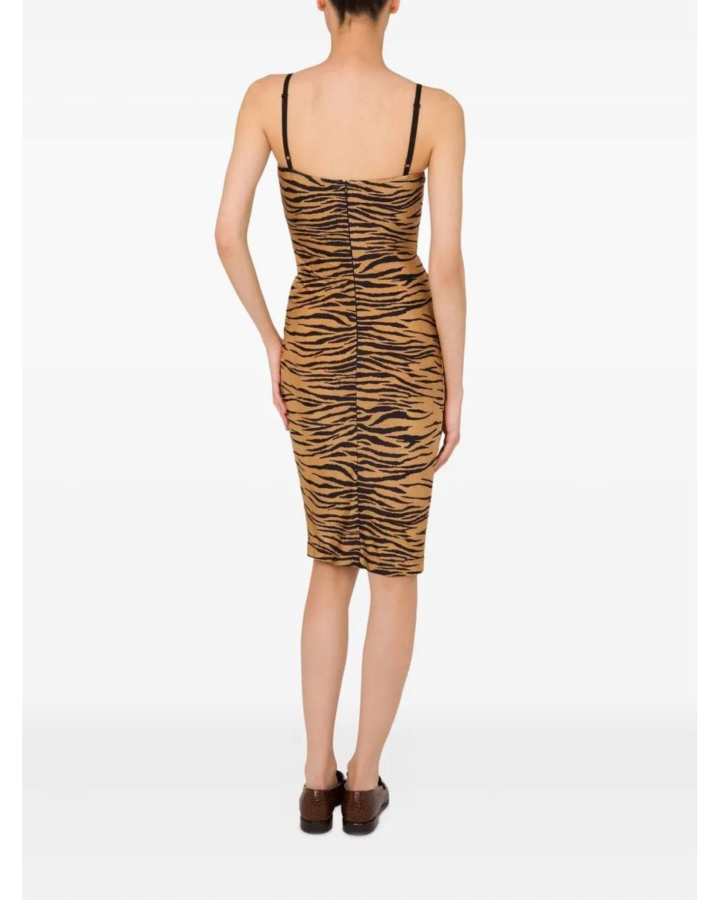 Moschino Metallic Zebra-Print Midi Dress