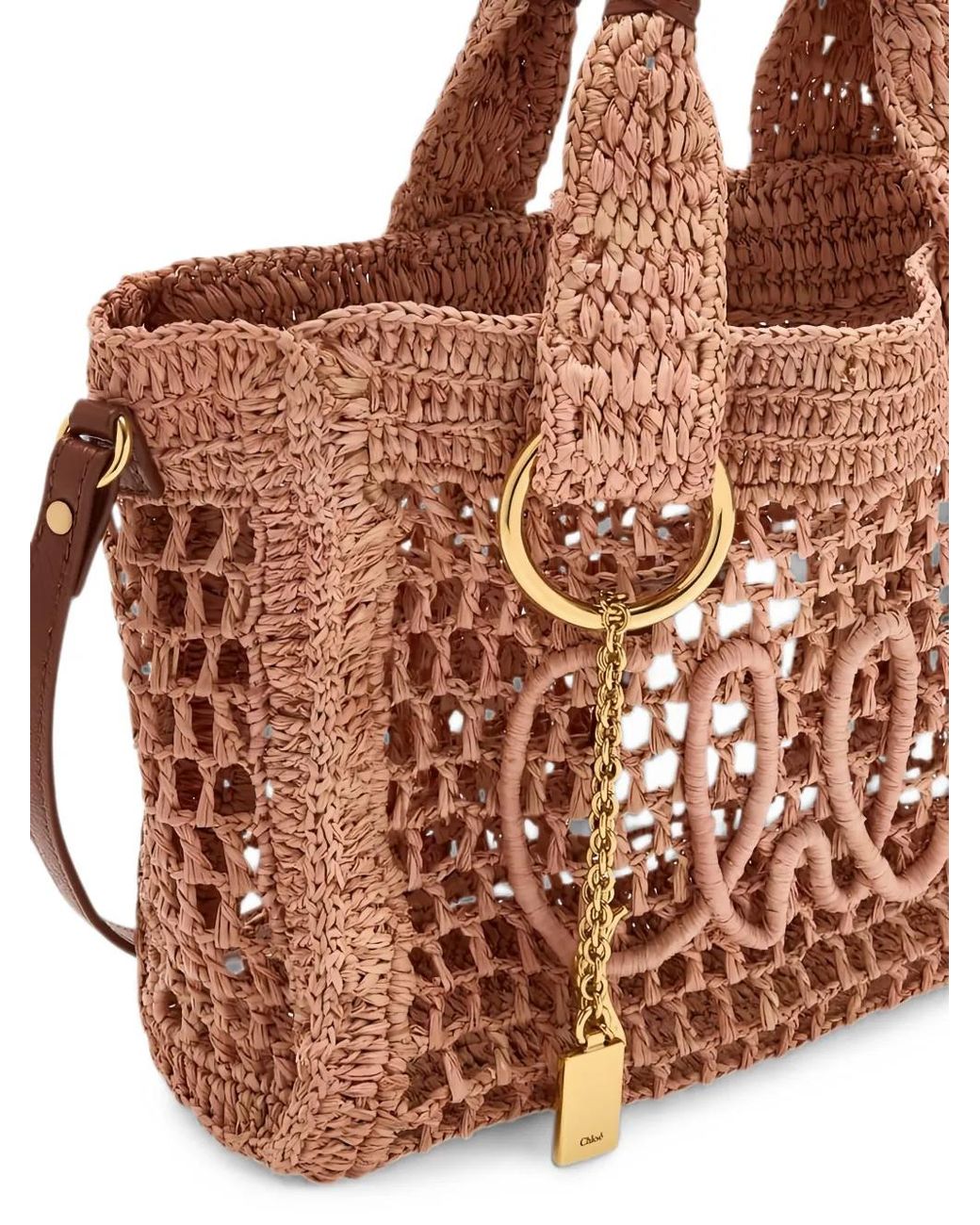 Chloé Brown Small Summer Banana Raffia Tote Bag