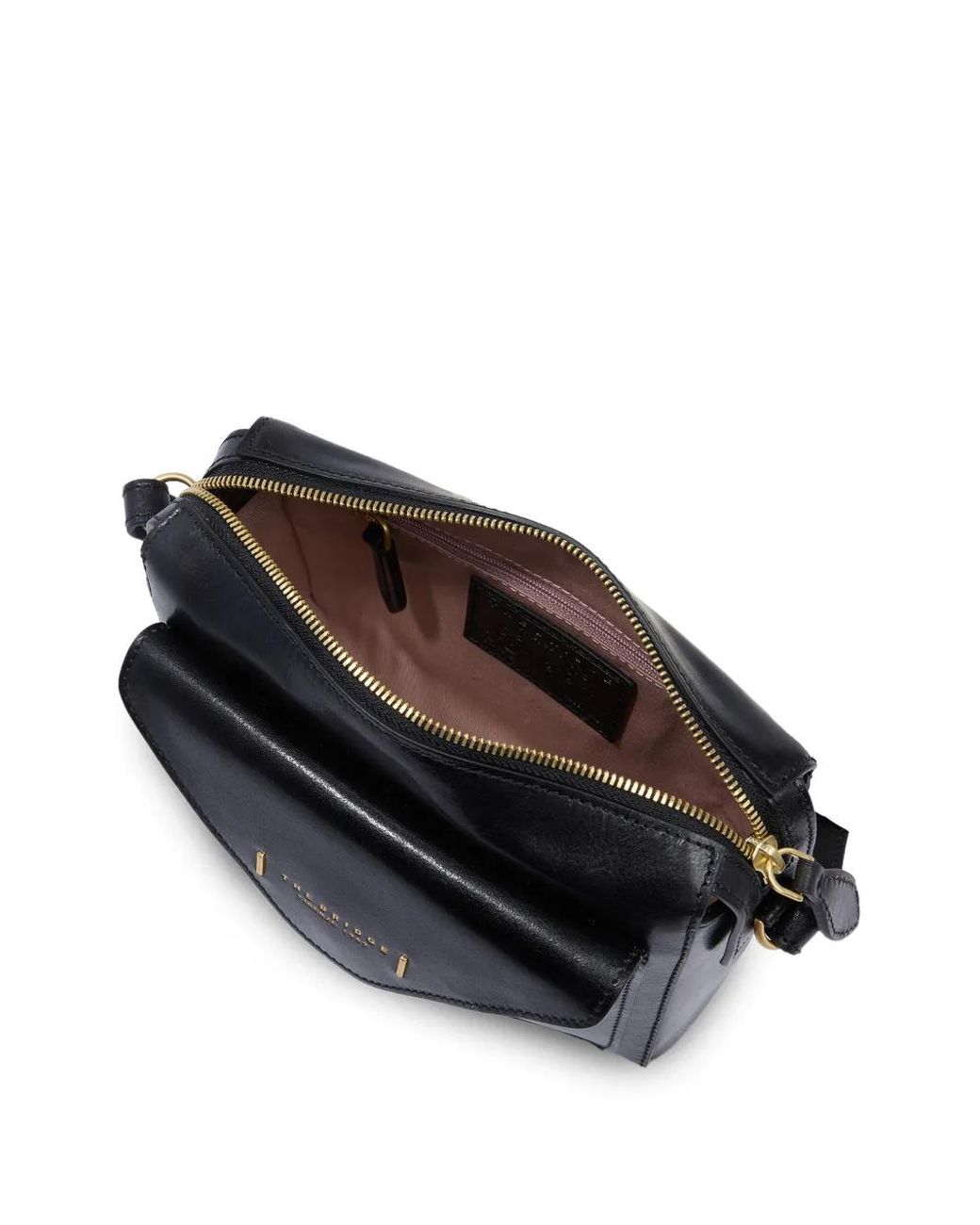 The Bridge Black Leather Envelope-Pocket Cross Body Bag