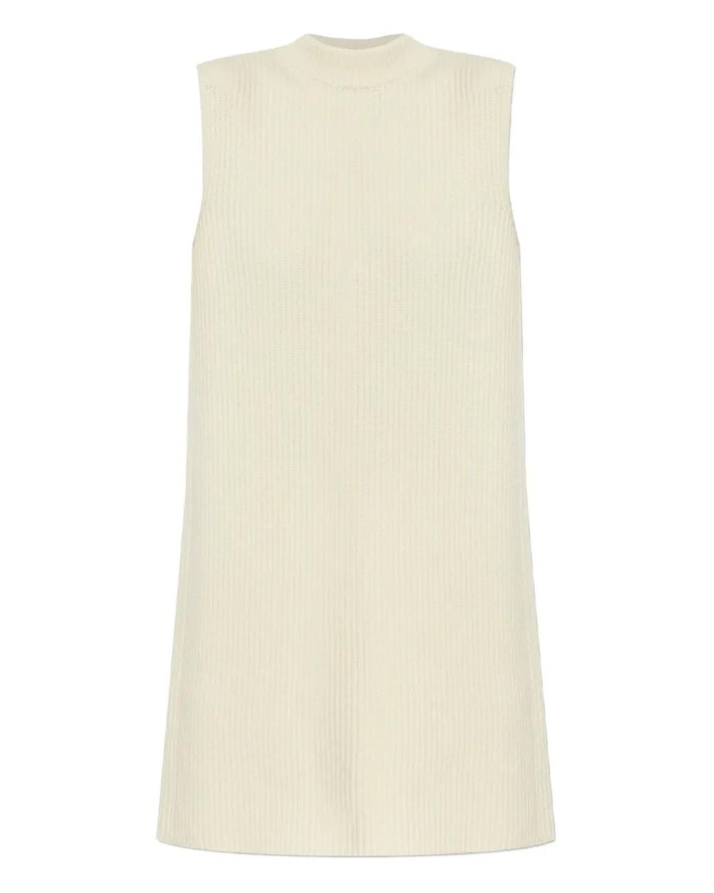 Jil Sander Natural Ribbed Sleeveless Sweater