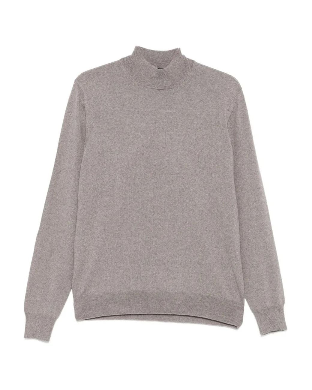Tagliatore Gray High-Neck Long-Sleeve Sweater for men