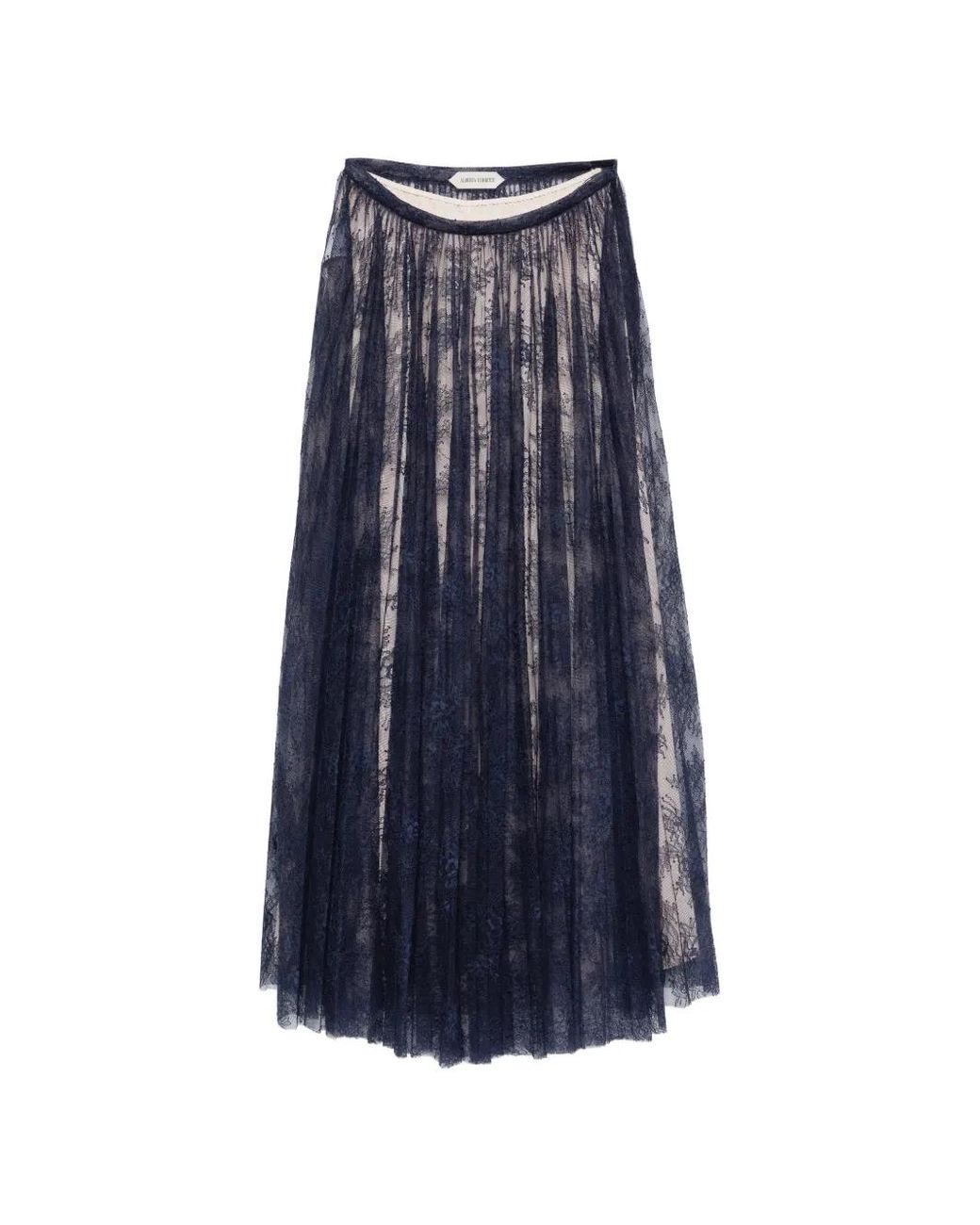 Alberta Ferretti Blue Polyamide Lace Skirt
