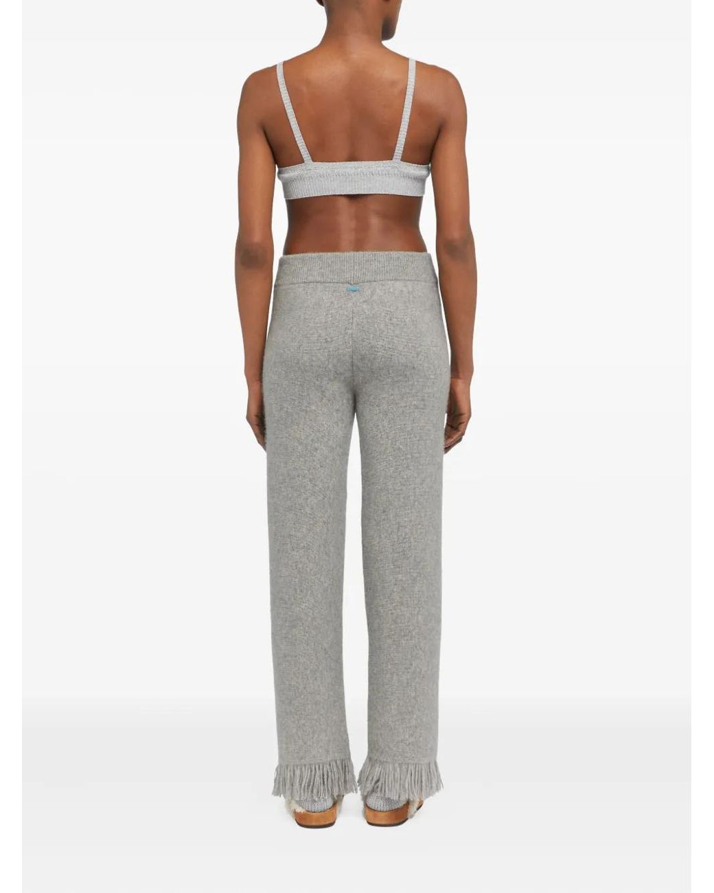 Alanui Gray Finest Fringed-Hem Trousers