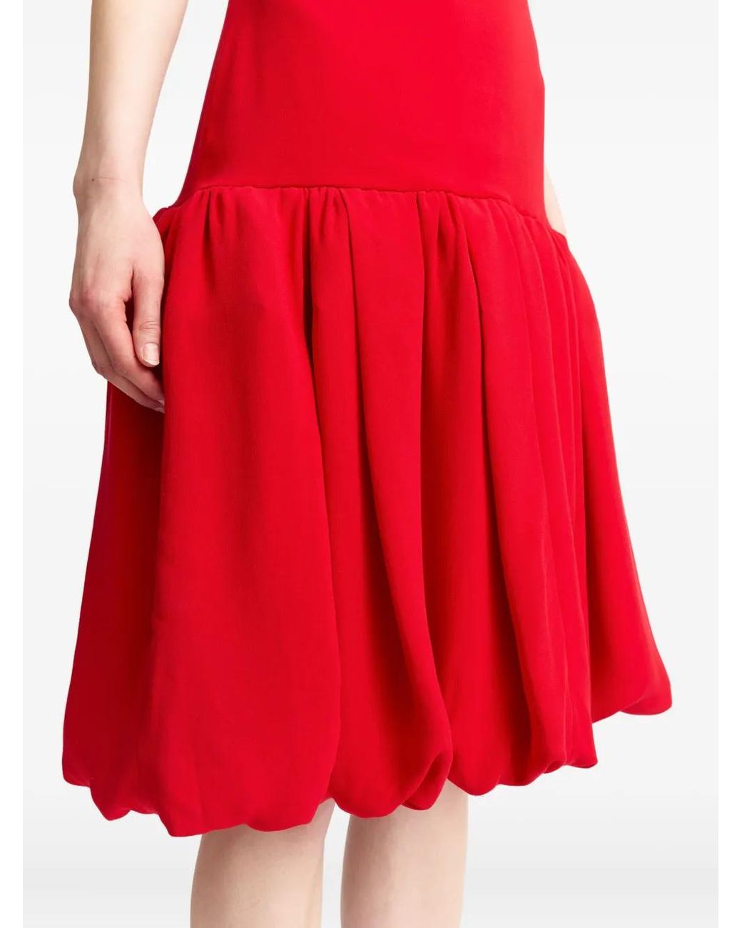 16Arlington Red Viana Balloon-Hem Square-Neck Mini Dress