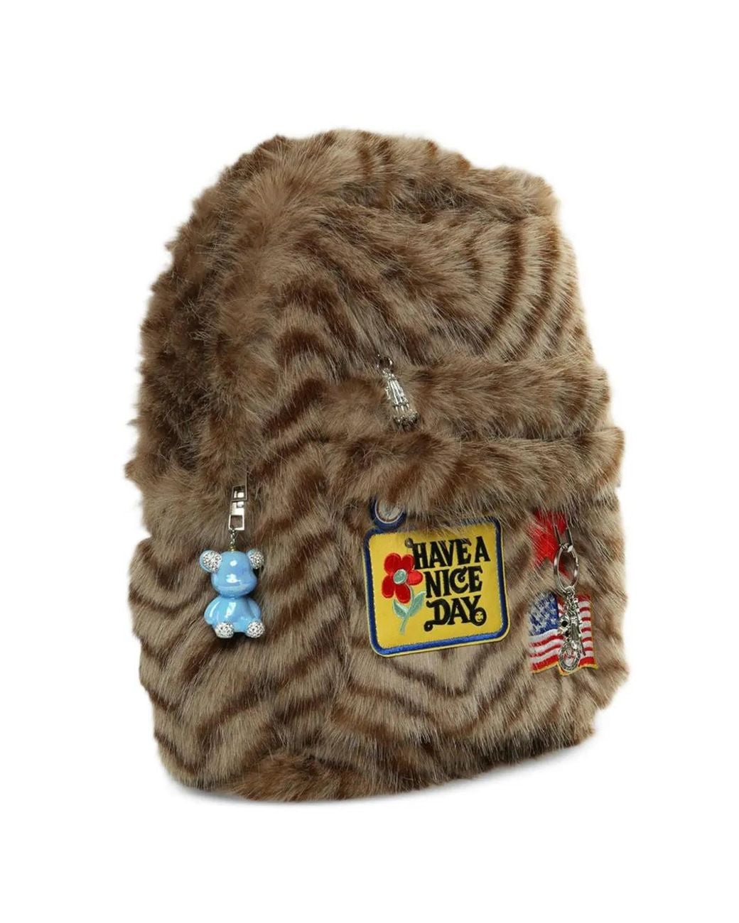 FNK STUDIOS Brown Logo-Patch Backpack