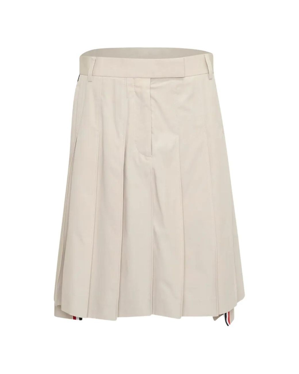 Thom Browne White Cotton Suiting Pleated Skirt