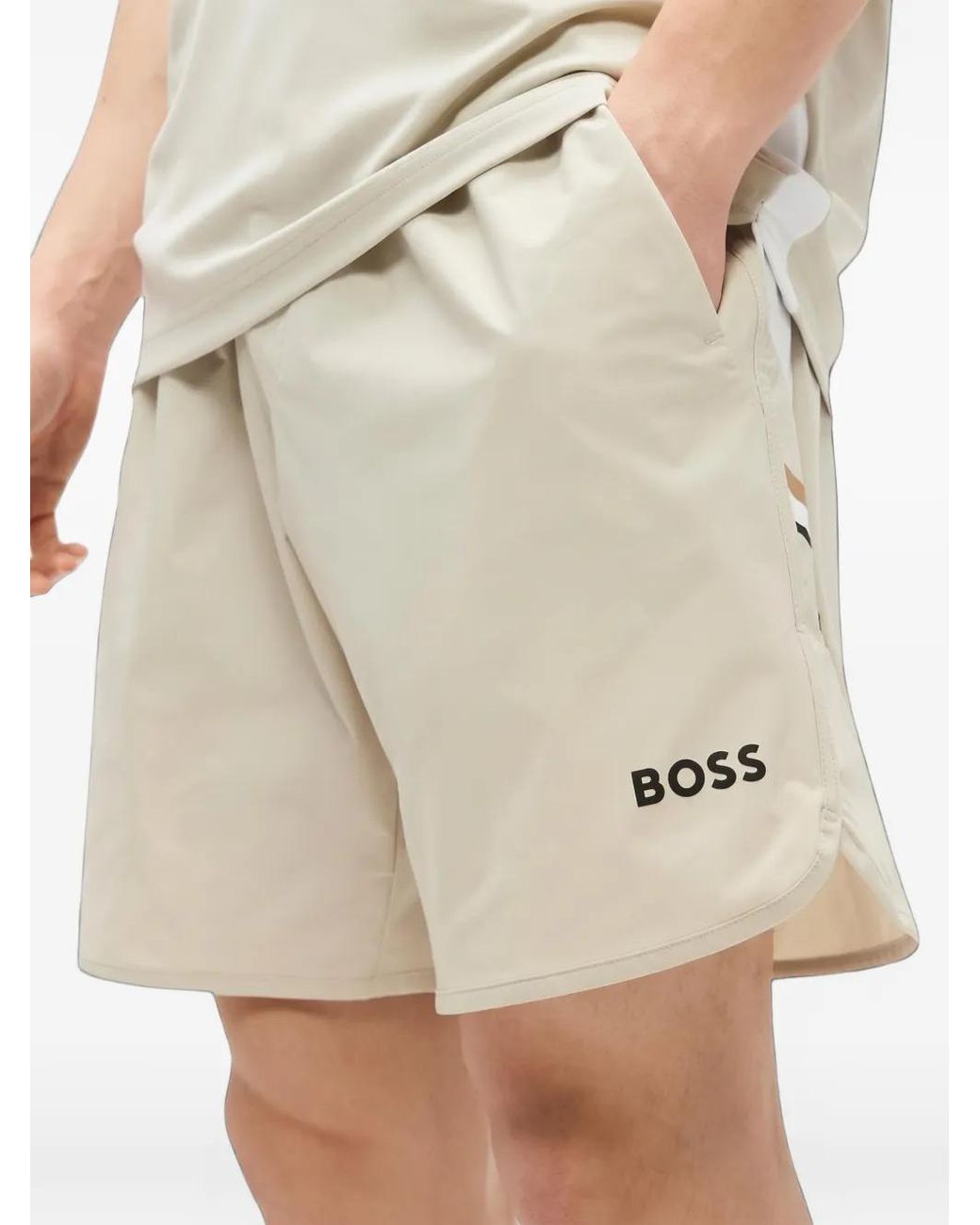Boss White Short À Séchage Rapide En Tissu Stretch for men