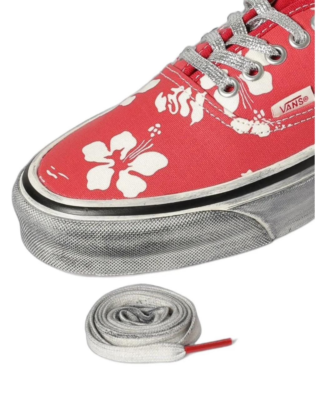 Vans Red Floral-Print Sneakers