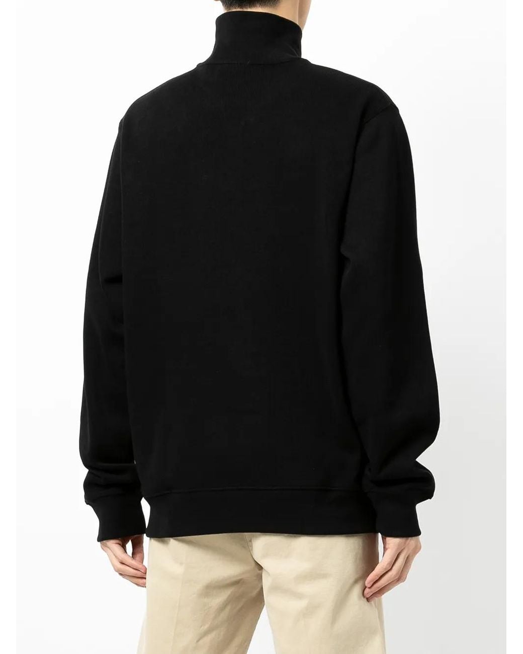 Lacoste Black Zip-Up High-Neck Sweatshirt for men