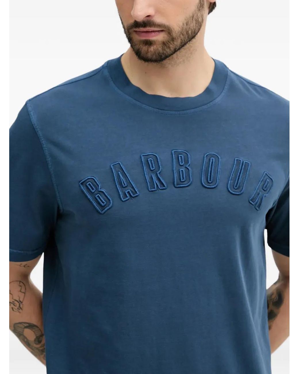 Barbour Blue Logo-Embroidered T-Shirt for men