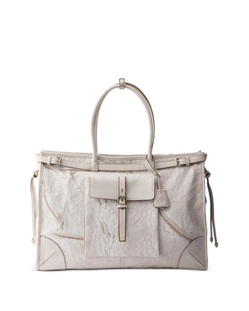 Prada Natural Bonnie Printed Linen And Leather Tote Bag for men