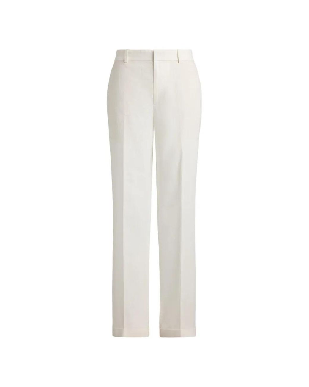 Polo Ralph Lauren White Straight Linen Trousers