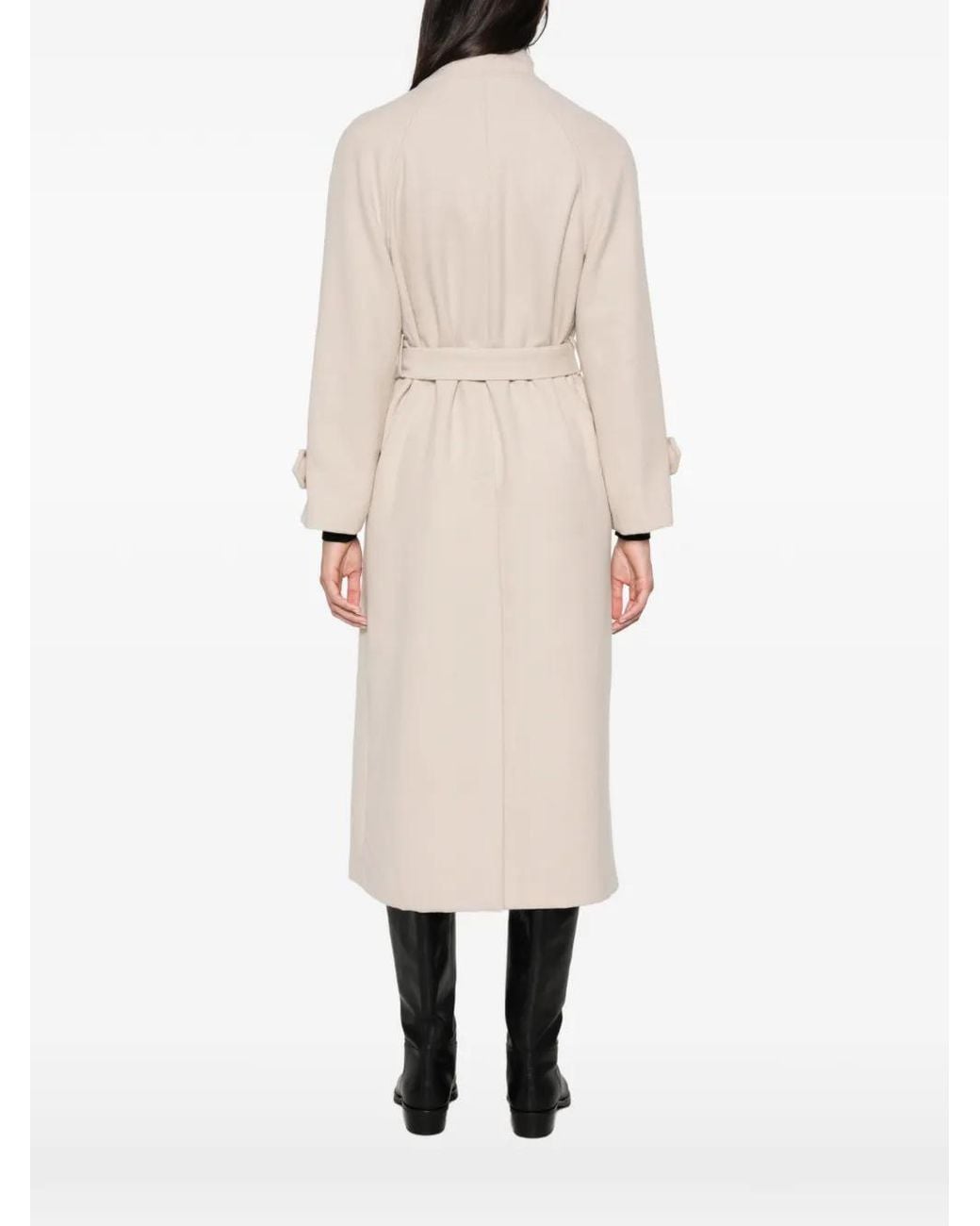 VELA SHOP White Belted Button-Up Coat